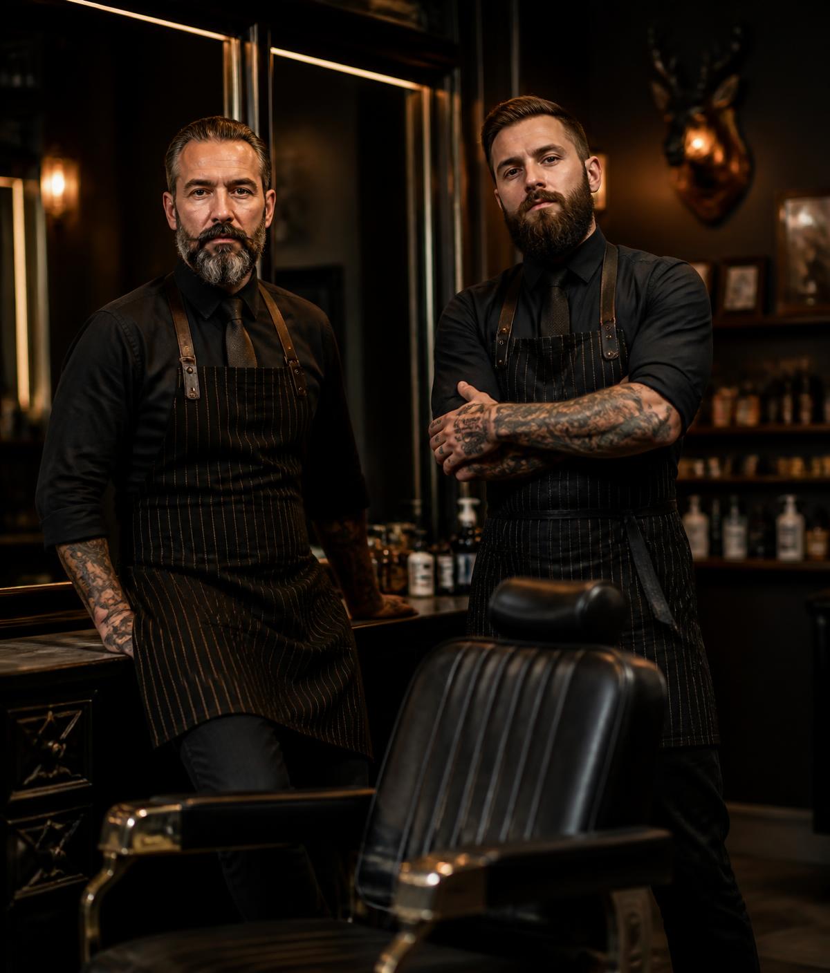Marcus and Theo, the barbers behind Apex Barber Studio, in the studio